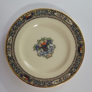 Lenox Cream Dinner Plate with Gold and Blue Floral Design